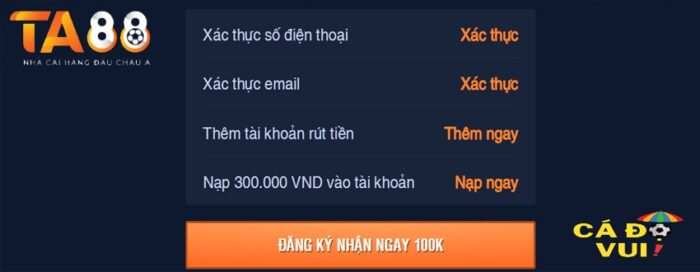 TA88 Tặng 100k miễn phí cho thành viên trải nghiệm